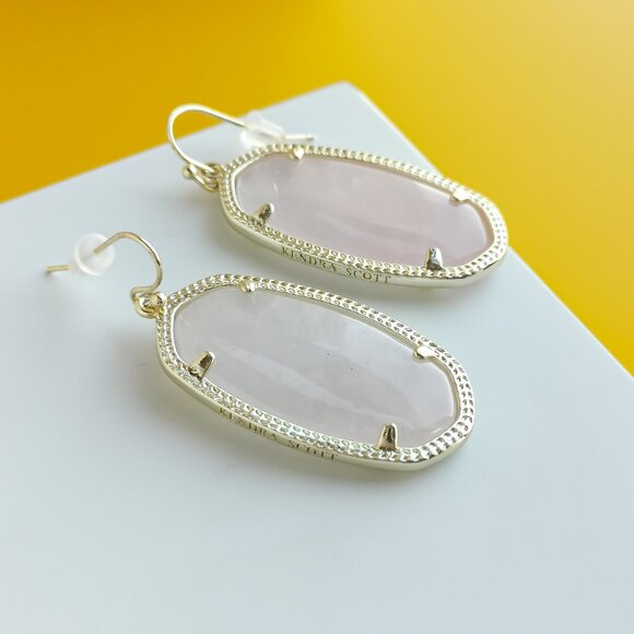 Elle Gold Rose Quartz Earrings by Kendra Scott - Picture 3 of 3
